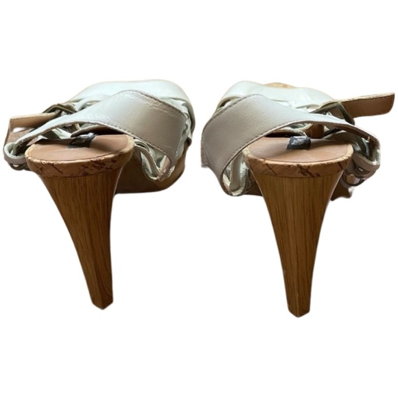 LIBBY EDELMAN || Leather Braided Sandal Peep Toe Heels | White || size 8 - Picture 3 of 10